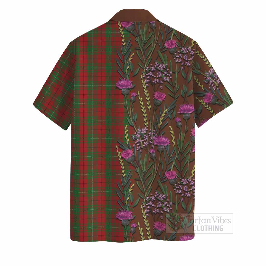 MacAulay (MacAuley) Family Crest Tartan Hawaiian Shirt Scottish Thistle Flower Pattern Half Style - Tartan Vibes Clothing