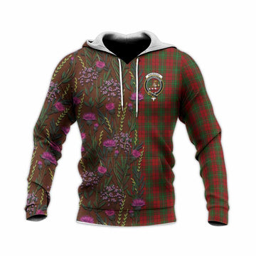 MacAulay (MacAuley) Family Crest Tartan Knitted Hoodie Scottish Thistle Flower Pattern Half Style