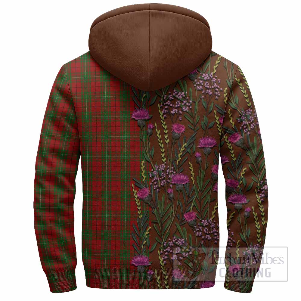 MacAulay (MacAuley) Family Crest Tartan Sherpa Hoodie Scottish Thistle Flower Pattern Half Style - Tartan Vibes Clothing