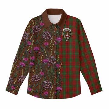MacAulay (MacAuley) Family Crest Tartan Women Casual Shirt Scottish Thistle Flower Pattern Half Style - Tartan Vibes Clothing