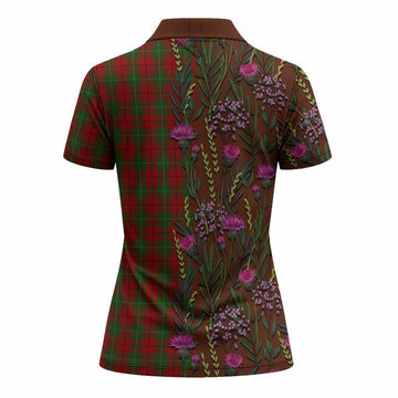 MacAulay (MacAuley) Family Crest Tartan Women Polo Shirt Scottish Thistle Flower Pattern Half Style