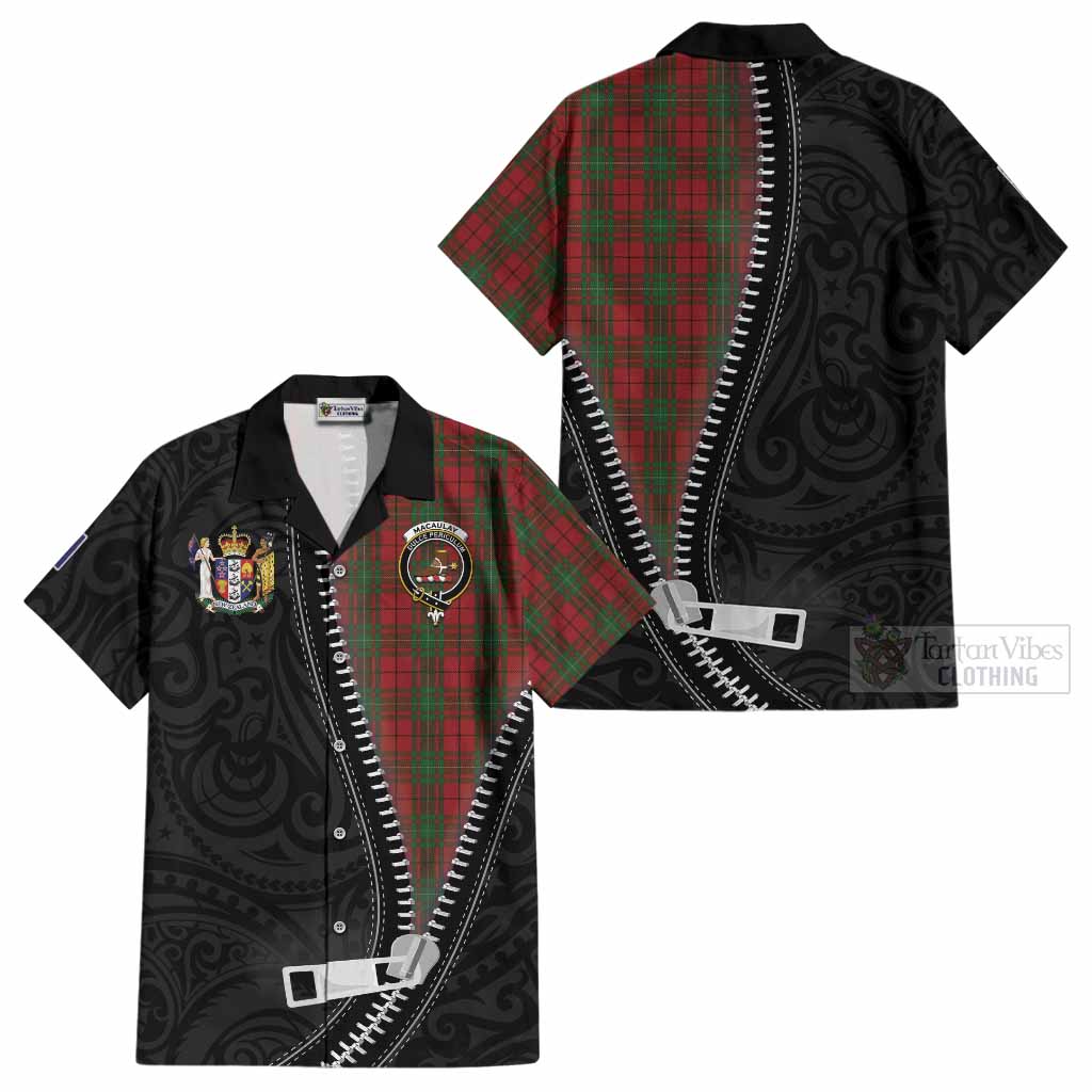 MacAulay (MacAuley) Tartan Cotton Hawaiian Shirt New Zealand Pattern Unique Zipper Stylized