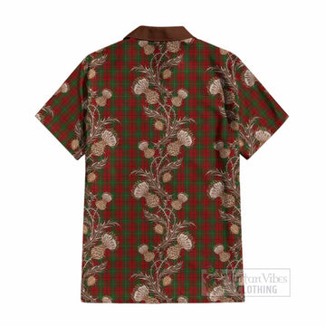 MacAulay (MacAuley) Tartan Cotton Hawaiian Shirt Seamless Scottish Thistle Flowers