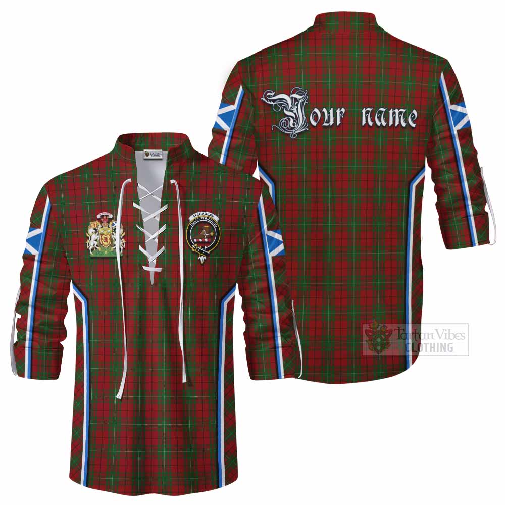 MacAulay (MacAuley) Tartan Crest Ghillie Kilt Shirt Scotland Coat of Arm Flag Style - Tartan Vibes Clothing