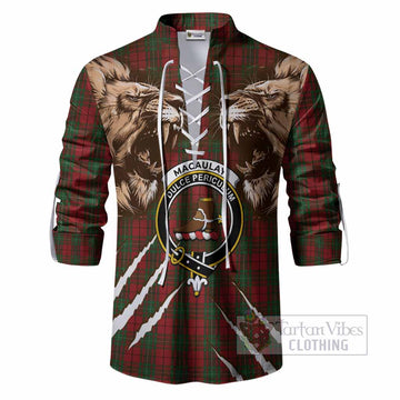 MacAulay (MacAuley) Tartan Crest Ghillie Shirt Ferocious Lion Style