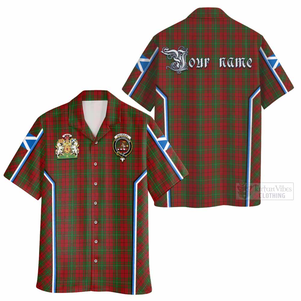 MacAulay (MacAuley) Tartan Crest Hawaiian Shirt Scotland Coat of Arm Flag Style - Tartan Vibes Clothing