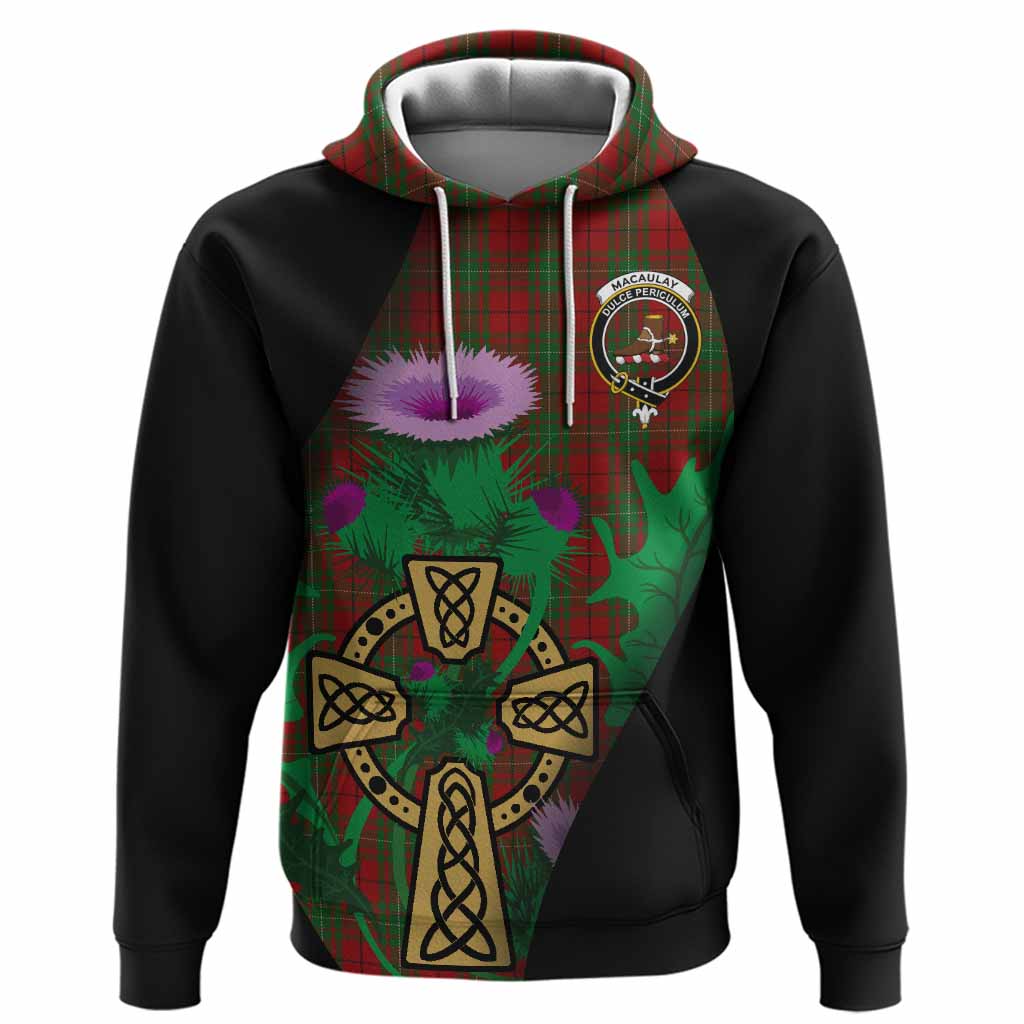 MacAulay (MacAuley) Tartan Crest Hoodie Celtic Cross Thistle Flowers