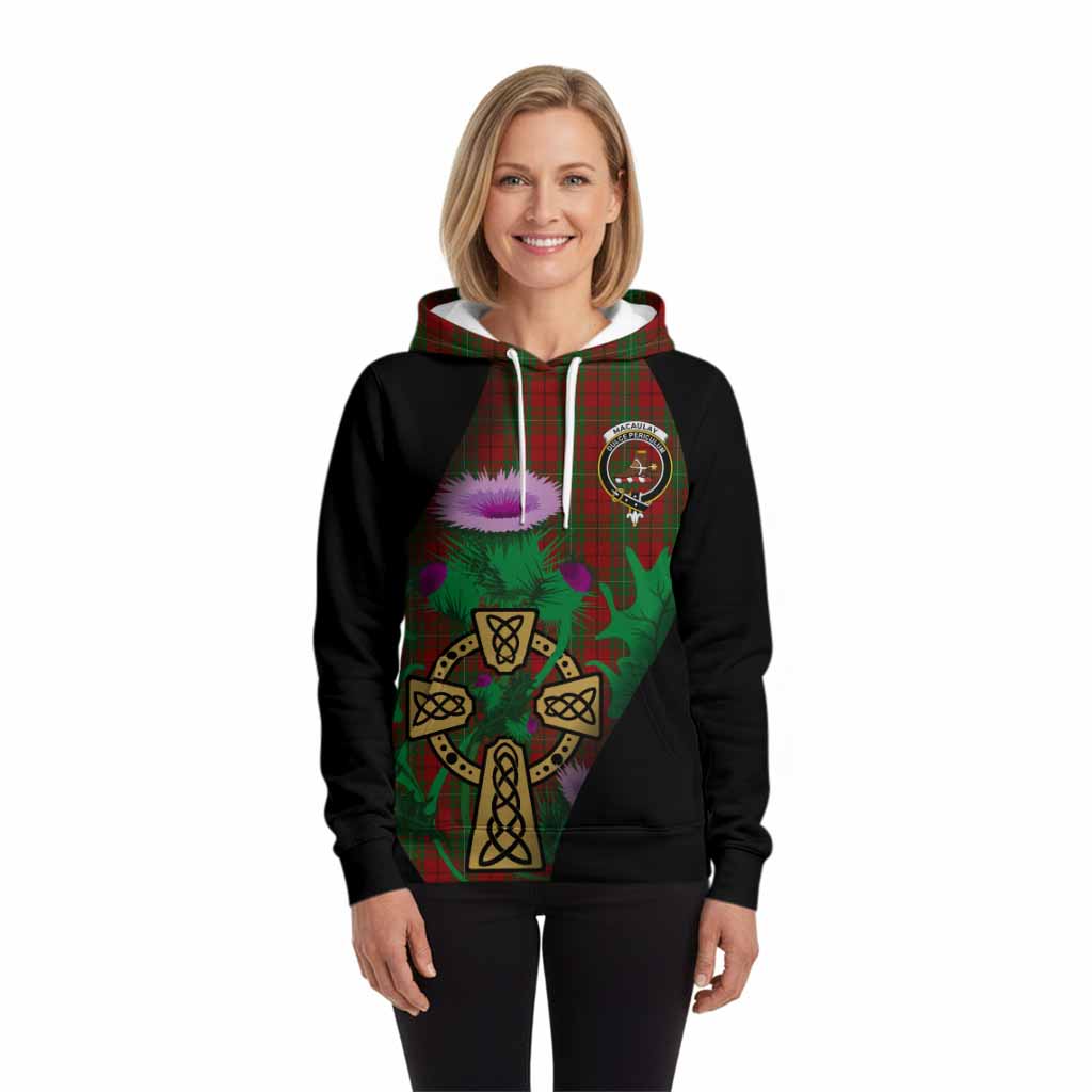 MacAulay (MacAuley) Tartan Crest Hoodie Celtic Cross Thistle Flowers