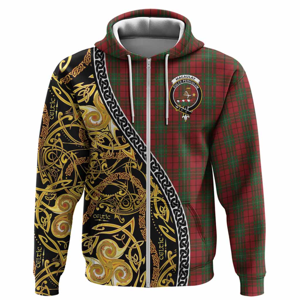 MacAulay (MacAuley) Tartan Crest Hoodie Celtic Knot and Triple Trickle Spiral Symbols