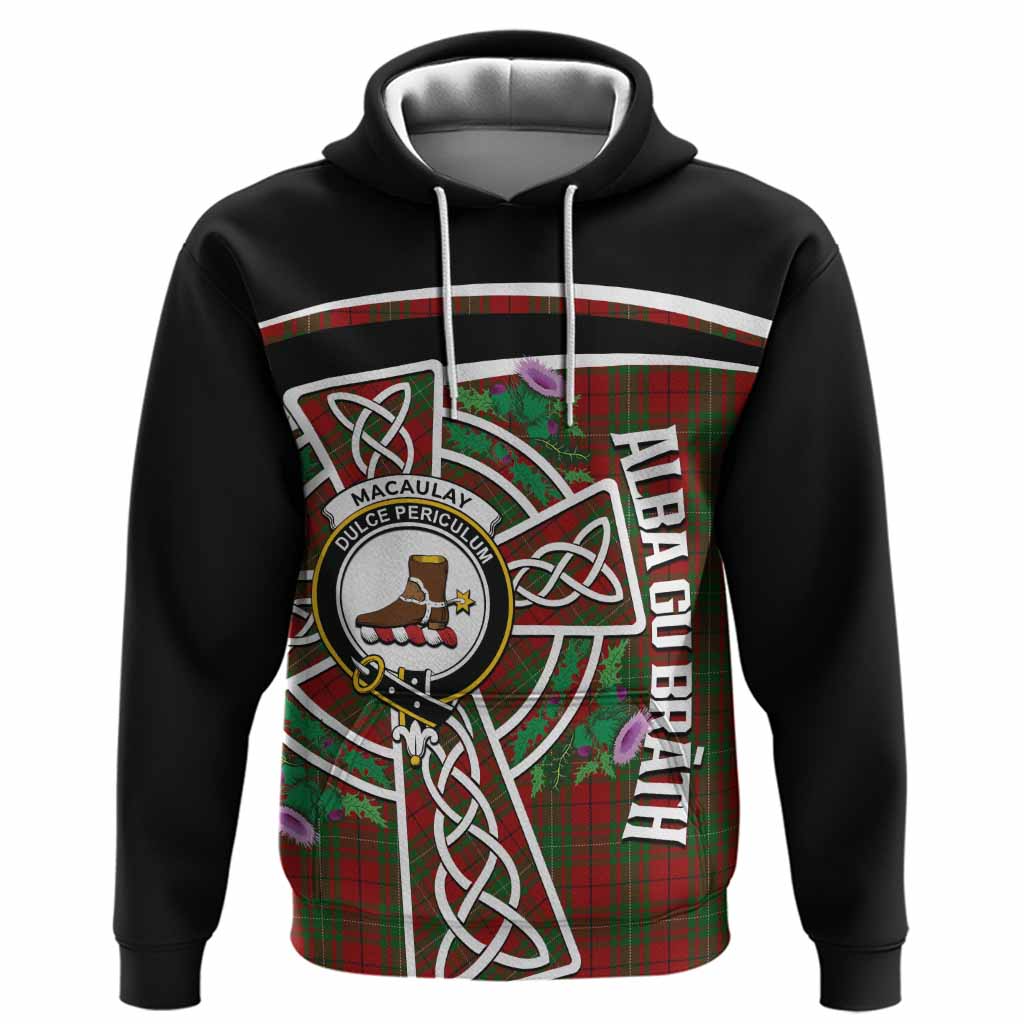 MacAulay (MacAuley) Tartan Crest Hoodie Scottish Thistle Celtic Cross Alba Gu Brath
