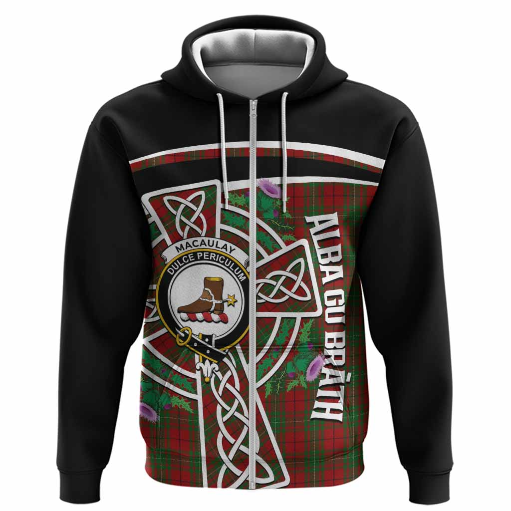 MacAulay (MacAuley) Tartan Crest Hoodie Scottish Thistle Celtic Cross Alba Gu Brath
