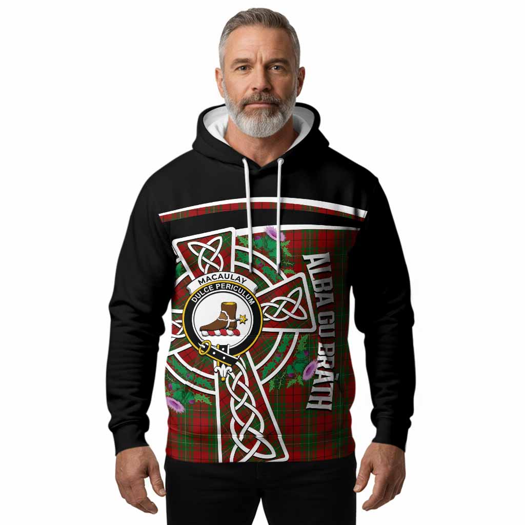 MacAulay (MacAuley) Tartan Crest Hoodie Scottish Thistle Celtic Cross Alba Gu Brath