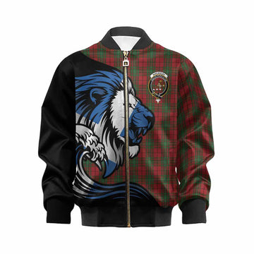 MacAulay (MacAuley) Tartan Crest Kid Bomber Jacket Scottish Golden Lions Wave Flow