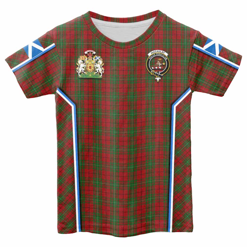 MacAulay (MacAuley) Tartan Crest Kid T-shirt Scotland Coat of Arm Flag Style - Tartan Vibes Clothing