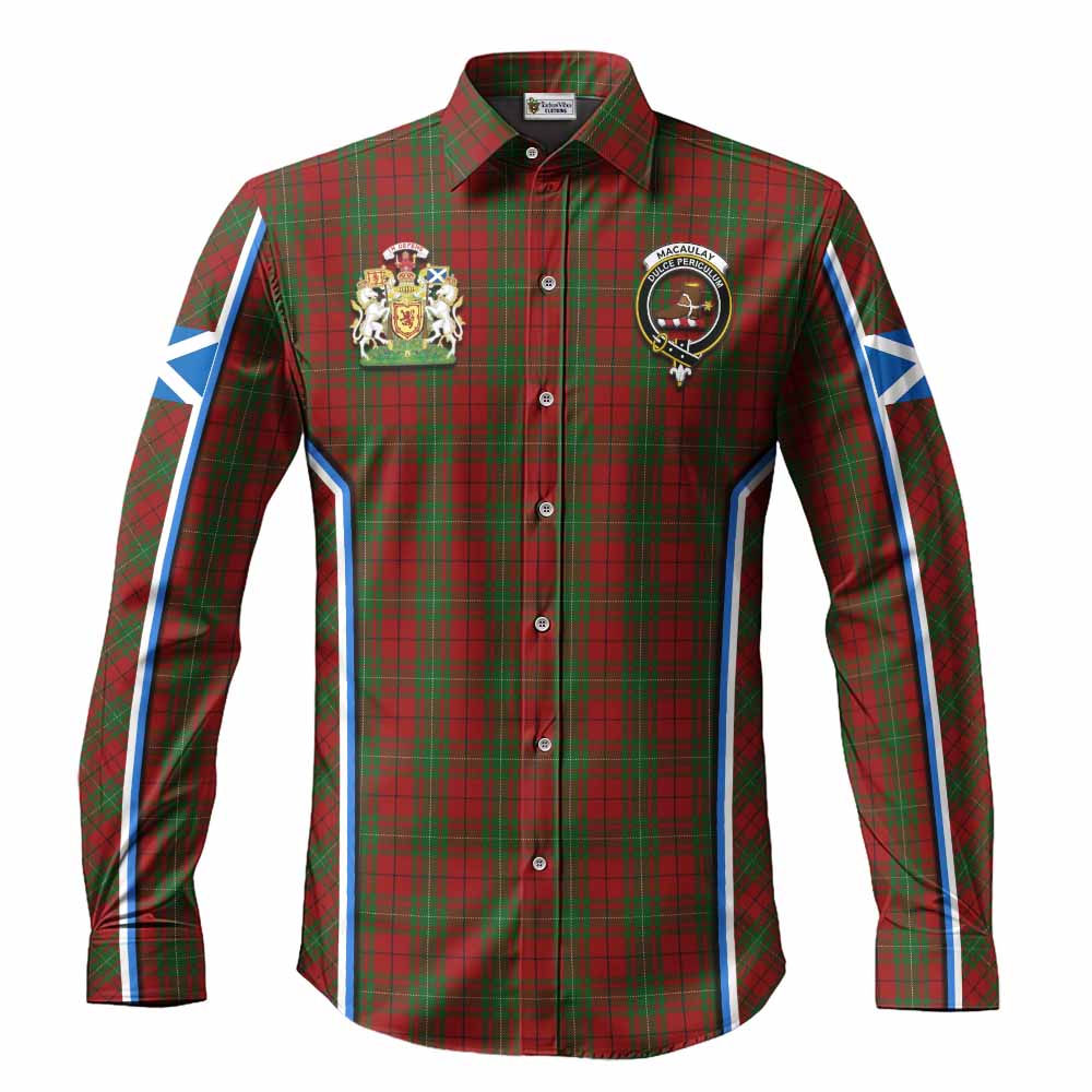 MacAulay (MacAuley) Tartan Crest Long Sleeve Button Shirts Scotland Coat of Arm Flag Style - Tartan Vibes Clothing