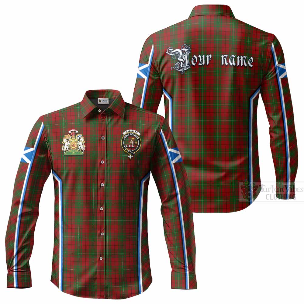 MacAulay (MacAuley) Tartan Crest Long Sleeve Button Shirts Scotland Coat of Arm Flag Style - Tartan Vibes Clothing