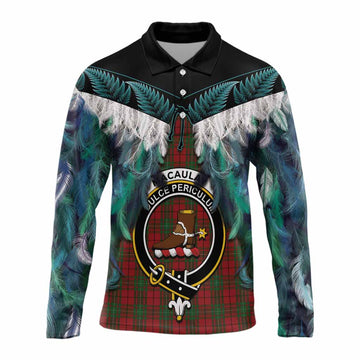 MacAulay (MacAuley) Tartan Crest Long Sleeve Polo Shirt New Zealand Maori Korowai Cloak