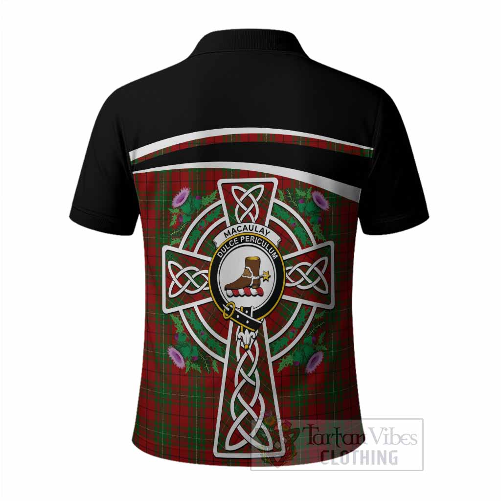 MacAulay (MacAuley) Tartan Crest Polo Shirt Scottish Thistle Celtic Cross Alba Gu Brath