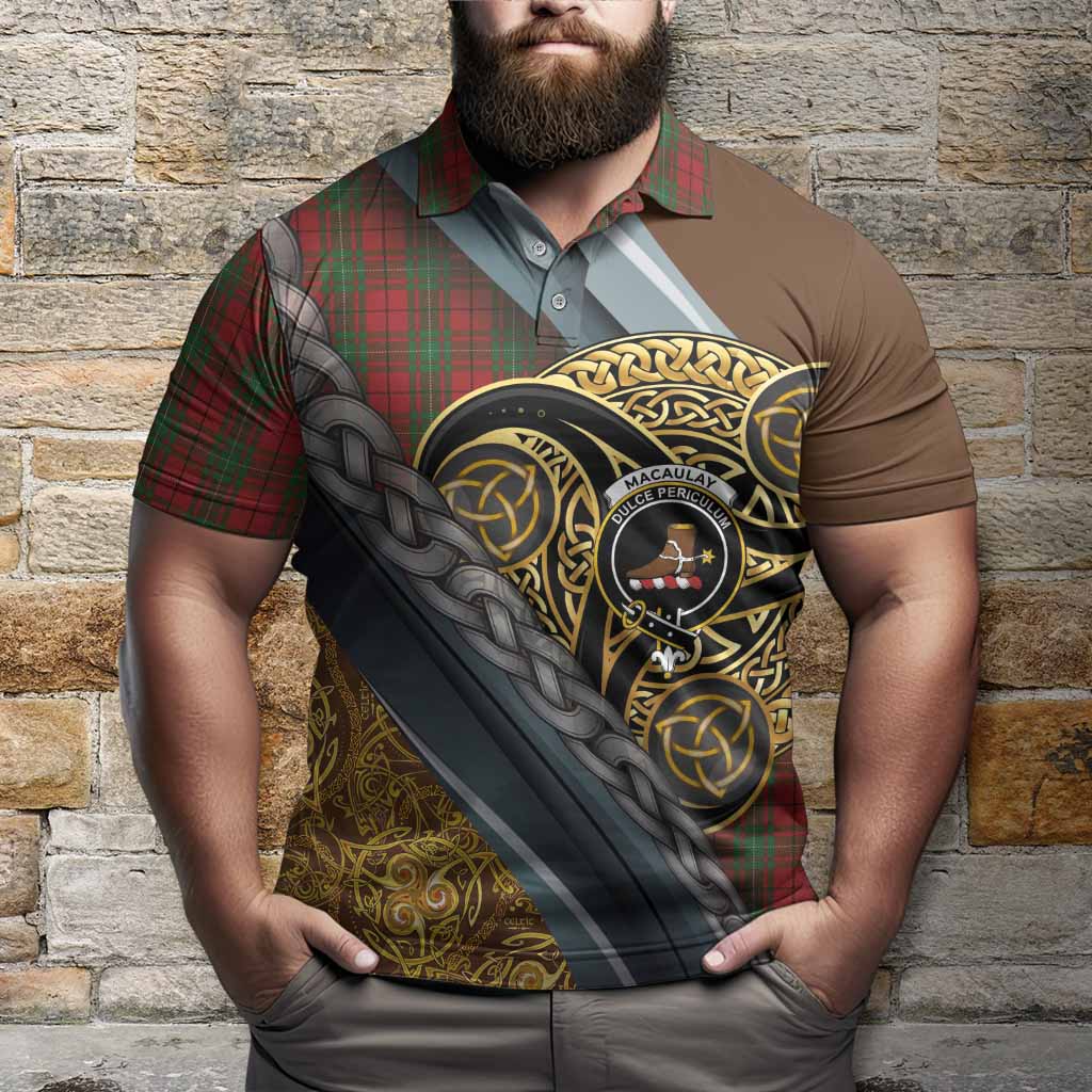 MacAulay (MacAuley) Tartan Crest Polo Shirt Scottish Triskele Celtic