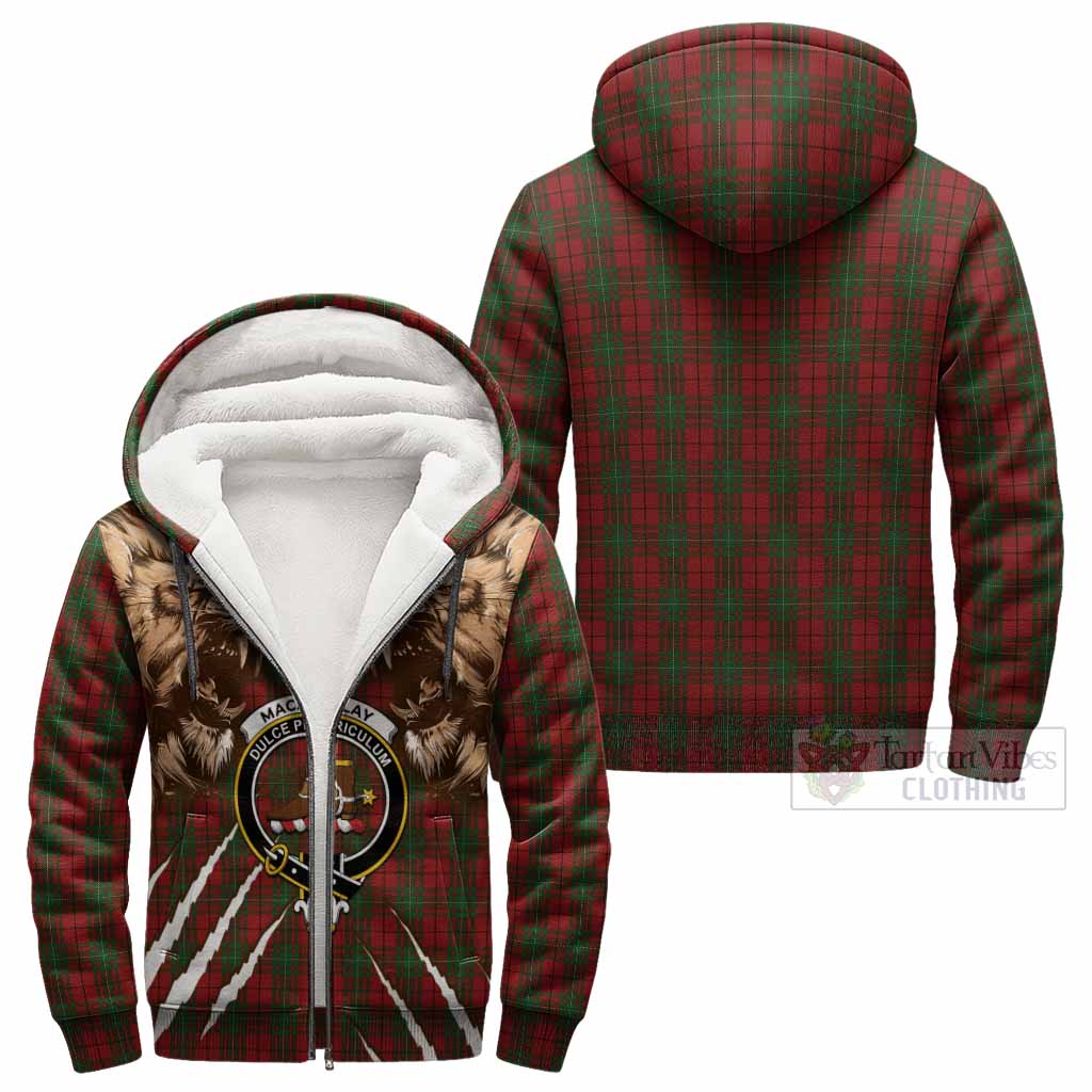 MacAulay (MacAuley) Tartan Crest Sherpa Hoodie Ferocious Lion Style