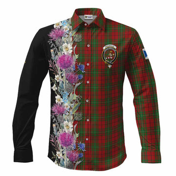 MacAulay (MacAuley) Tartan Crest Thistle Floral Long Sleeve Button Shirts Men's Shirt S - Tartan Vibes Clothing