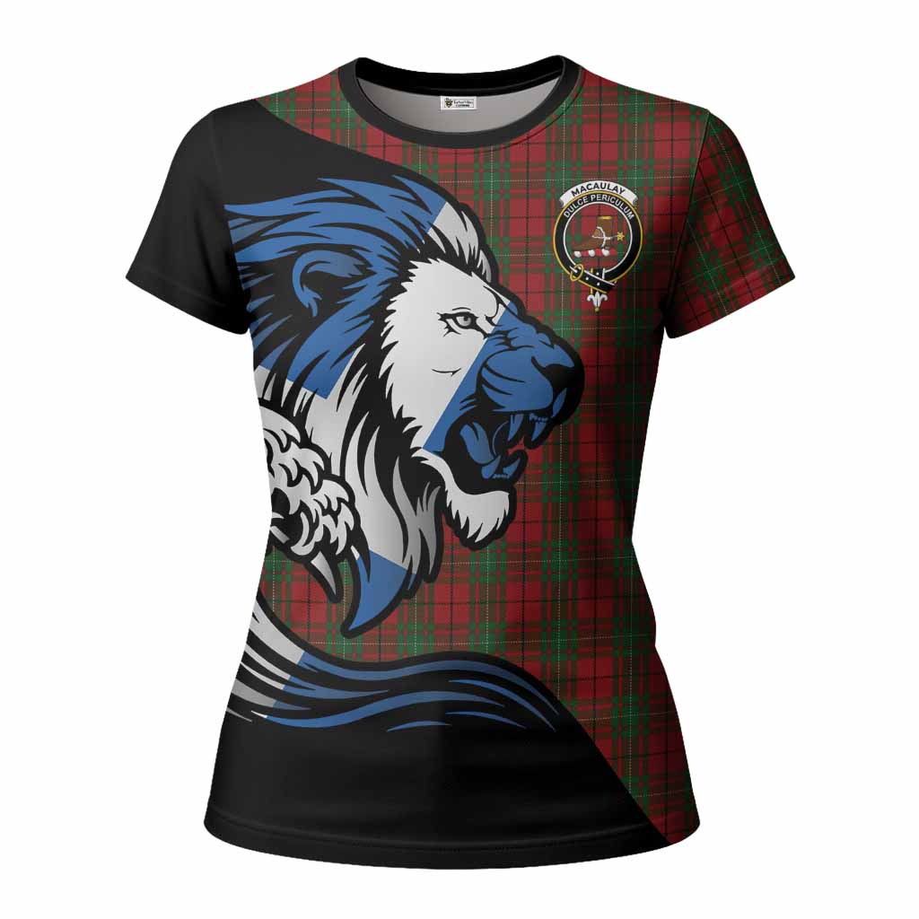 MacAulay (MacAuley) Tartan Crest Women T shirt Scottish Golden Lions Wave Flow