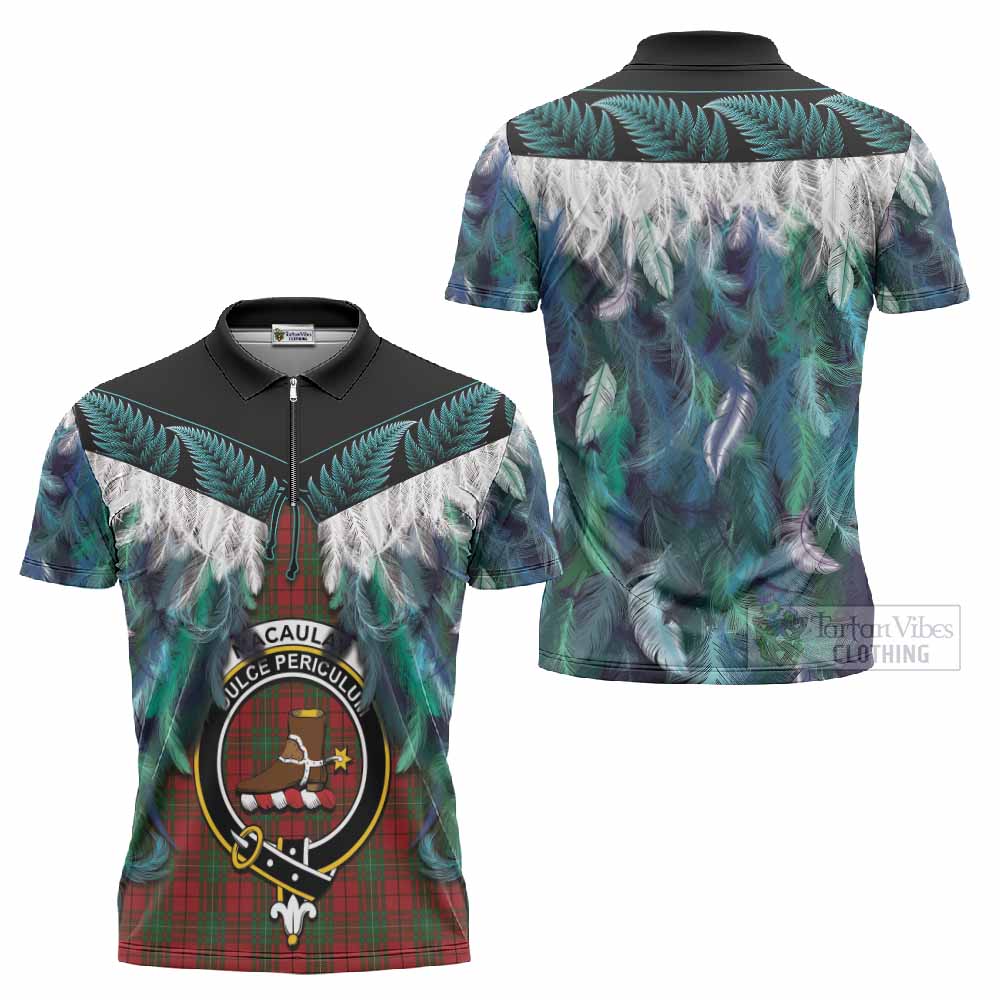 MacAulay (MacAuley) Tartan Crest Zipper Polo Shirt New Zealand Maori Korowai Cloak