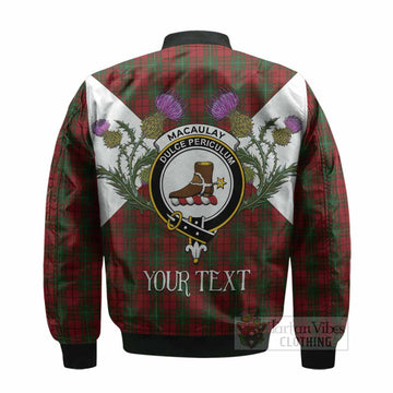 MacAulay (MacAuley) Tartan Family Crest Bomber Jacket Scottish Burns Night Thistle Floral