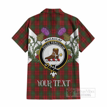 MacAulay (MacAuley) Tartan Family Crest Cotton Hawaiian Shirt Scottish Burns Night Thistle Floral