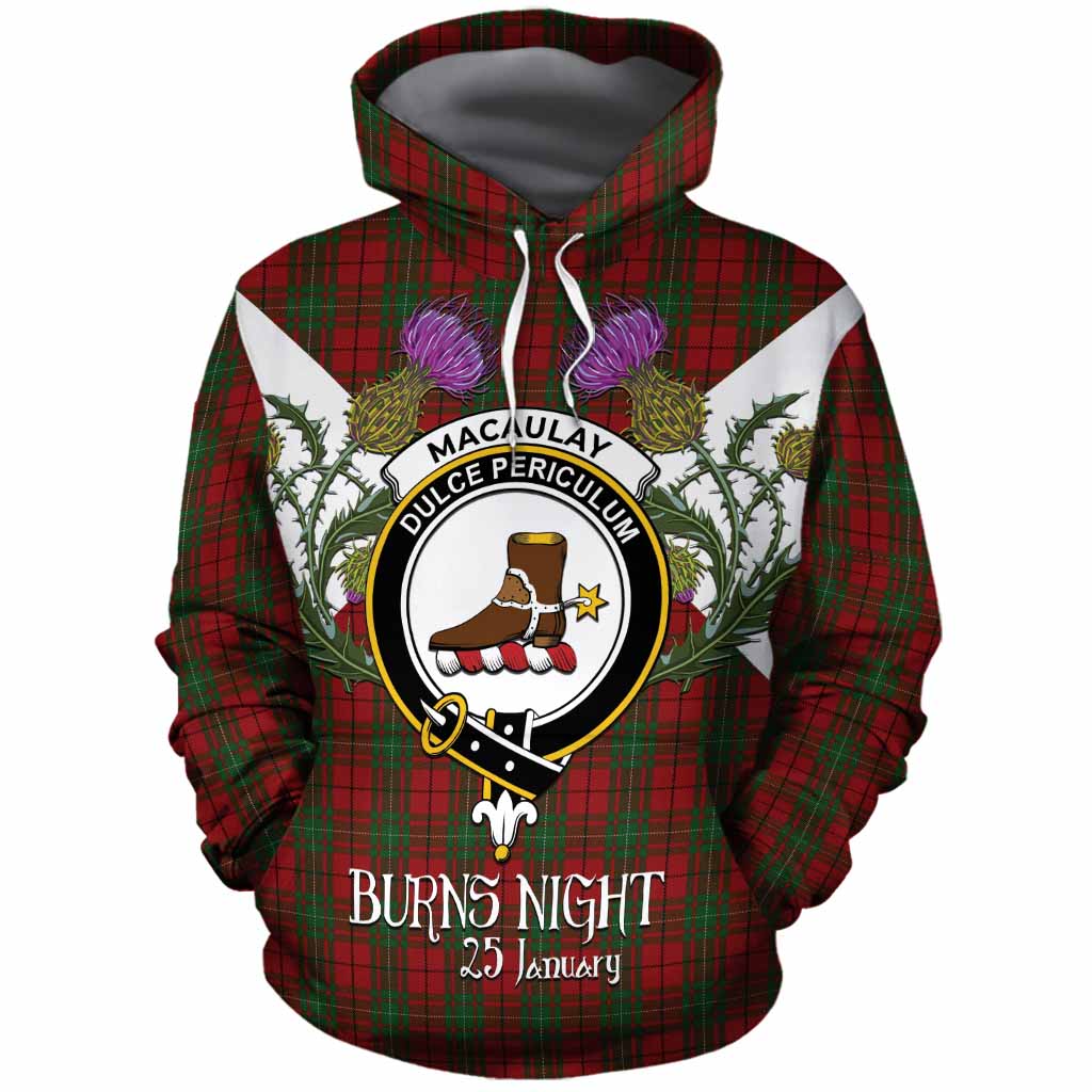 MacAulay (MacAuley) Tartan Family Crest Cotton Hoodie Scottish Burns Night Thistle Floral