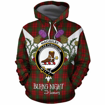 MacAulay (MacAuley) Tartan Family Crest Cotton Hoodie Scottish Burns Night Thistle Floral