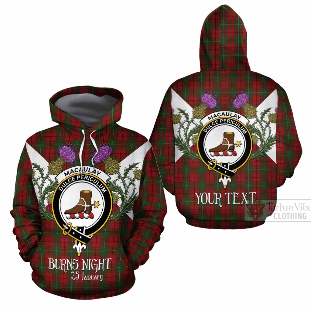 MacAulay (MacAuley) Tartan Family Crest Cotton Hoodie Scottish Burns Night Thistle Floral
