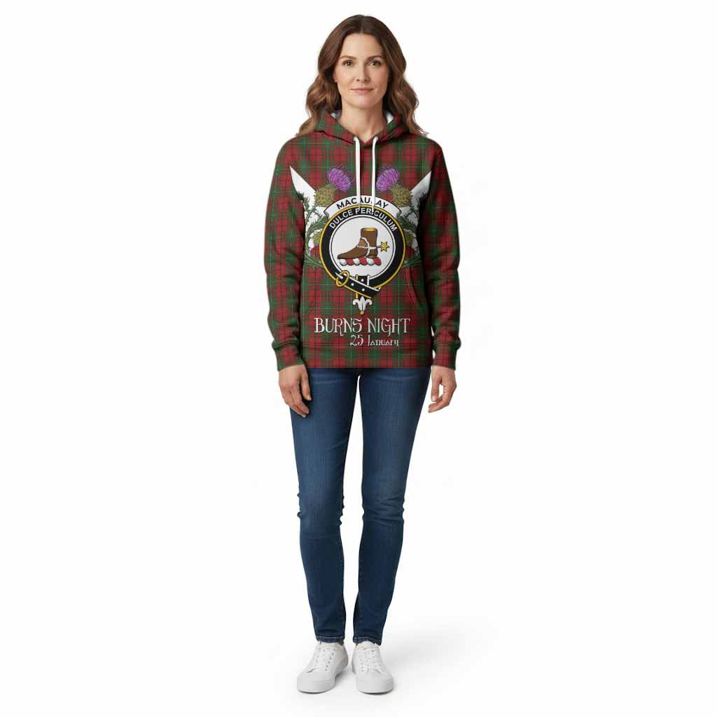 MacAulay (MacAuley) Tartan Family Crest Cotton Hoodie Scottish Burns Night Thistle Floral