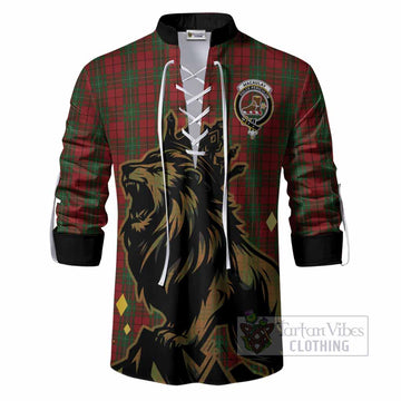 MacAulay (MacAuley) Tartan Family Crest Ghillie Shirt Crowned Lion Roaring