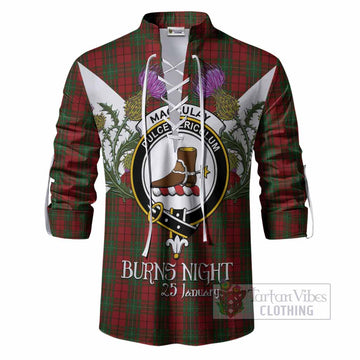 MacAulay (MacAuley) Tartan Family Crest Ghillie Shirt Scottish Burns Night Thistle Floral