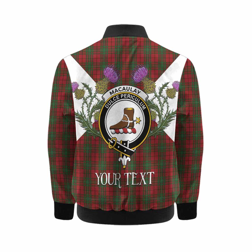 MacAulay (MacAuley) Tartan Family Crest Kid Bomber Jacket Scottish Burns Night Thistle Floral