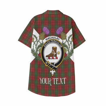 MacAulay (MacAuley) Tartan Family Crest Kid Hawaiian Shirt Scottish Burns Night Thistle Floral