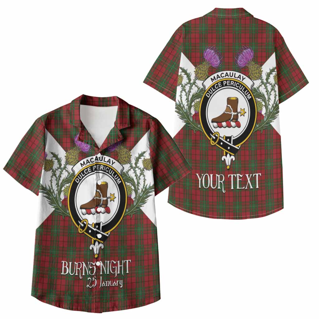 MacAulay (MacAuley) Tartan Family Crest Kid Hawaiian Shirt Scottish Burns Night Thistle Floral