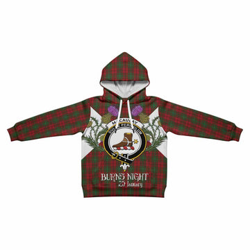 MacAulay (MacAuley) Tartan Family Crest Kid Hoodie Scottish Burns Night Thistle Floral
