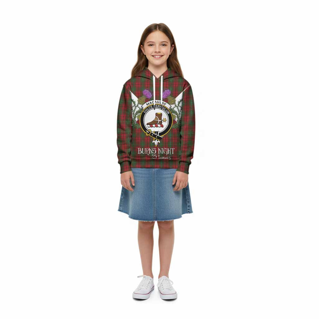 MacAulay (MacAuley) Tartan Family Crest Kid Hoodie Scottish Burns Night Thistle Floral