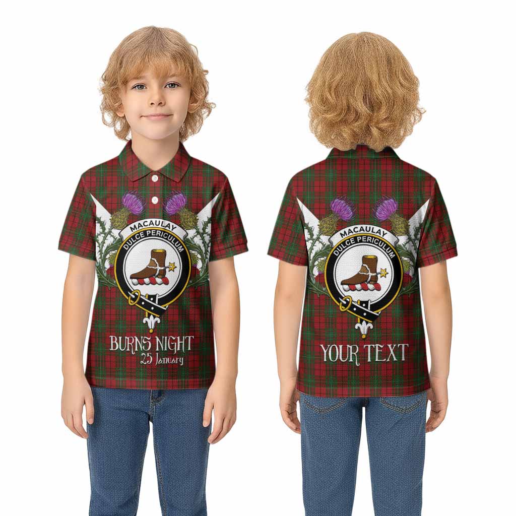MacAulay (MacAuley) Tartan Family Crest Kid Polo Shirt Scottish Burns Night Thistle Floral