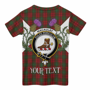 MacAulay (MacAuley) Tartan Family Crest Kid T-shirt Scottish Burns Night Thistle Floral