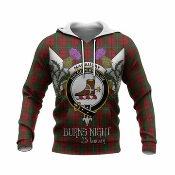 MacAulay (MacAuley) Tartan Family Crest Knitted Hoodie Scottish Burns Night Thistle Floral