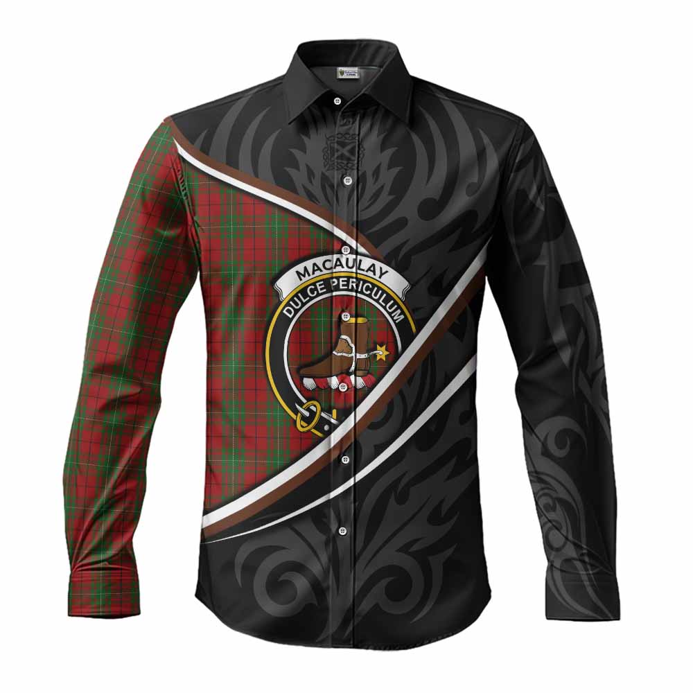 MacAulay (MacAuley) Tartan Family Crest Long Sleeve Button Shirts Celtic Scottish Thistle Floral - Tartan Vibes Clothing