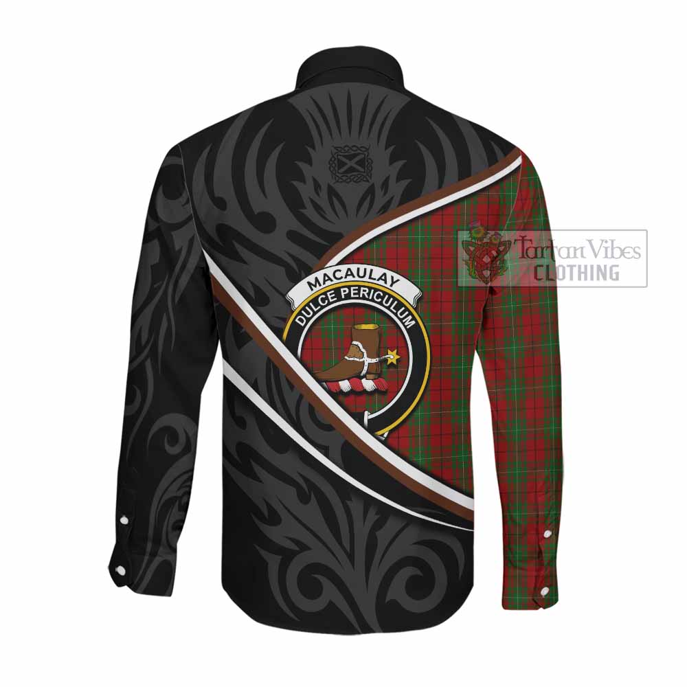 MacAulay (MacAuley) Tartan Family Crest Long Sleeve Button Shirts Celtic Scottish Thistle Floral - Tartan Vibes Clothing