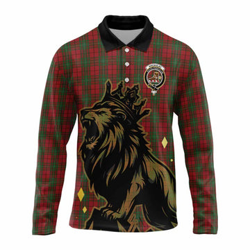 MacAulay (MacAuley) Tartan Family Crest Long Sleeve Polo Shirt Crowned Lion Roaring