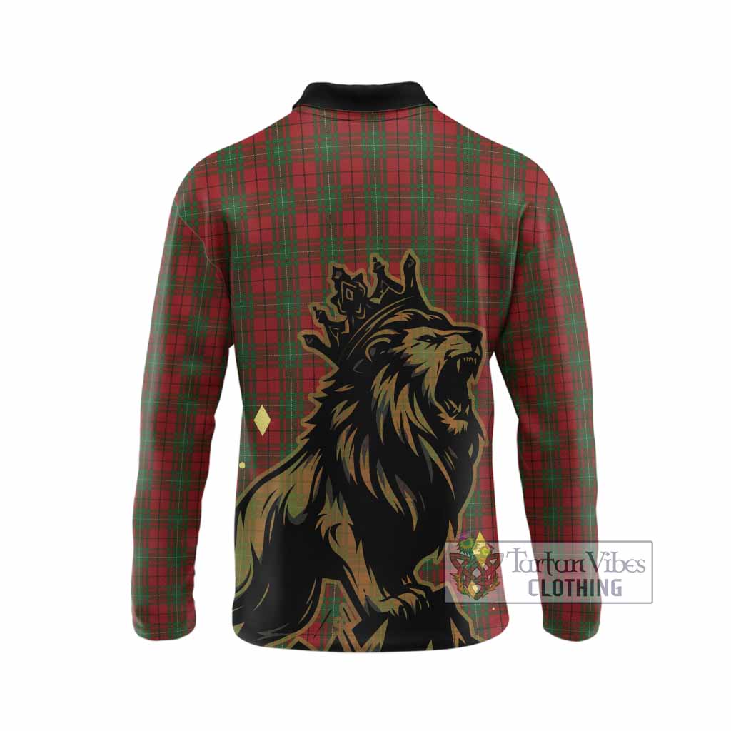 MacAulay (MacAuley) Tartan Family Crest Long Sleeve Polo Shirt Crowned Lion Roaring