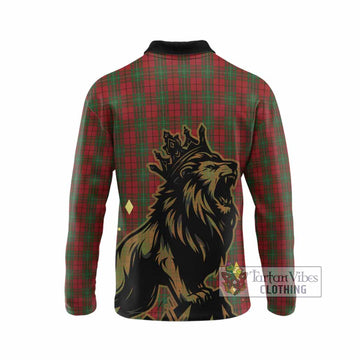 MacAulay (MacAuley) Tartan Family Crest Long Sleeve Polo Shirt Crowned Lion Roaring