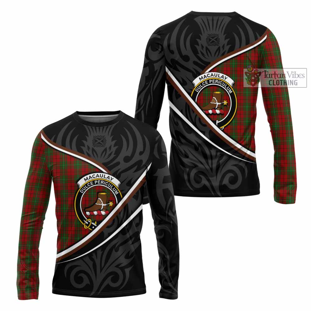 MacAulay (MacAuley) Tartan Family Crest Long Sleeve T-Shirt Celtic Scottish Thistle Floral - Tartan Vibes Clothing