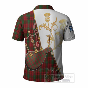 MacAulay (MacAuley) Tartan Family Crest Polo Shirt Bagpipes with Scottish Thistle
